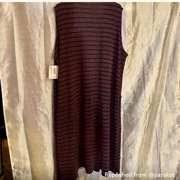 Lularoe XL “Joy” NEW long vest, purple with sheer black stripes, comfy, soft - Picture 3 of 7